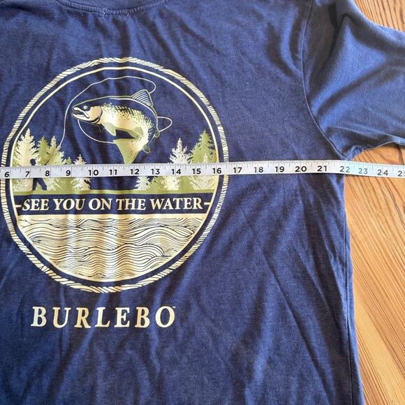 Burlebo T-Shirt Sz LG Blue Natural Sun Fading Fishing Graphic Short Sleeve EUC - Picture 6 of 8